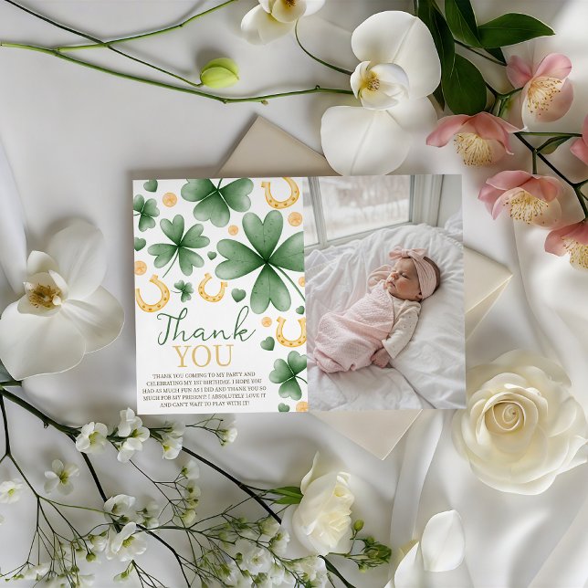 Invitación Lucky One Photo Thank You Card (Subido por el creador)