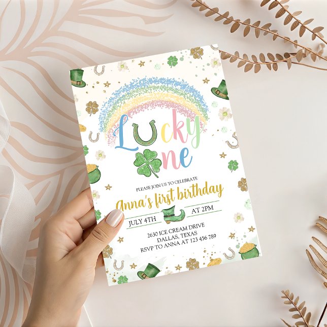 Invitación Lucky One Rainbow Birthday Invitation (Subido por el creador)