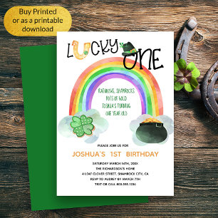 Invitación Lucky One Rainbow Shamrock Pot of Gold Birday