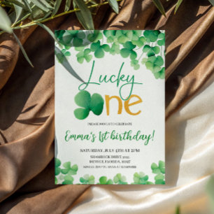 Invitación Lucky One Shamrock 1er cumpleaños