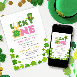 Invitación Lucky One Shamrock 1er cumpleaños Día de San Patri
