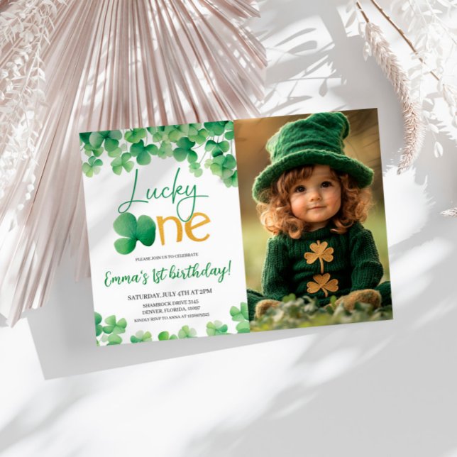 Invitación Lucky One Shamrock 1er cumpleaños foto (Subido por el creador)