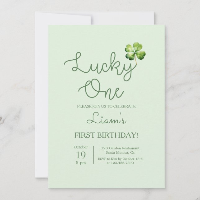 Invitación Lucky One Shamrock Birday Boy (Anverso)