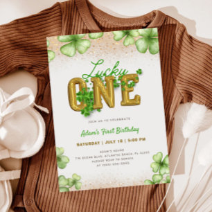 Invitación Lucky One Shamrock St. Patrick's Day 1er cumpleaño