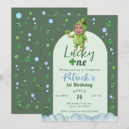 Invitación Lucky One St Patrick Boy with Photo Birthday