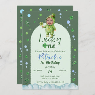 Invitación Lucky One St Patrick Boy with Photo Birthday