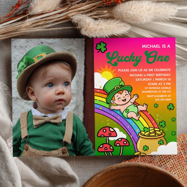 Invitación Lucky One St.Patrick's Day 1st Birthday Photo (Subido por el creador)