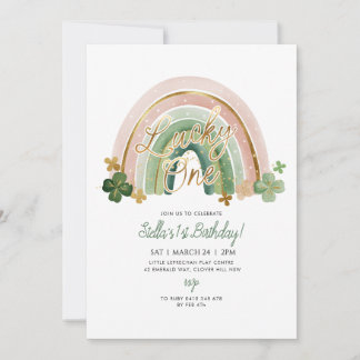 Invitación Lucky One! St Patrick's Day 1st Birthday Rainbow