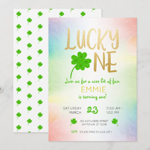 Invitación Lucky One St Patricks Day Shamrock Birthday