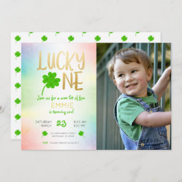 Invitación Lucky One St Patricks Day Shamrock Photo Birthday