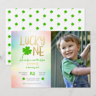 Invitación Lucky One St Patricks Day Shamrock Photo Birthday