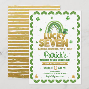 Invitación Lucky Seven Cumpleaños número 7 del Día de San Pat