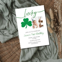 Lucky Shamrock Foto de Primer Cumpleaños Editable