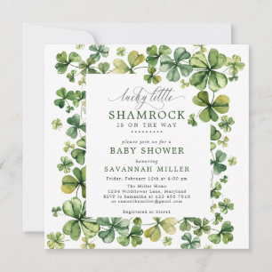 Invitación Lucky Shamrock Spring 4 Leaf Clover Baby Shower