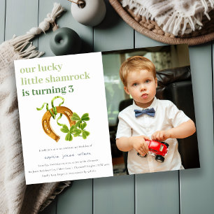 Invitación Lucky Shamrock St Patrick Day foto cumpleaños