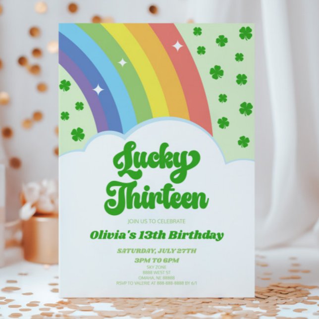 Invitación Lucky Thirteen Rainbow 13th Cumpleaños Party (Subido por el creador)