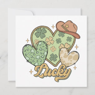 Invitación Lucky Western St Patricks Day Heart Shamrock Irish