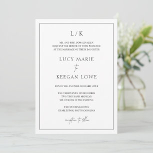 Invitación Lucy Black and White Classic Elegant Wedding