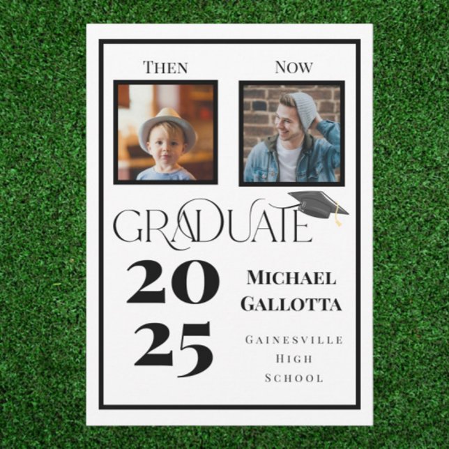 Invitación Luego y ahora graduación 2 año de foto graduado au (Subido por el creador)