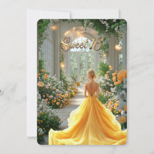 Invitación Lugar de 16 hermosas flores de bata amarilla