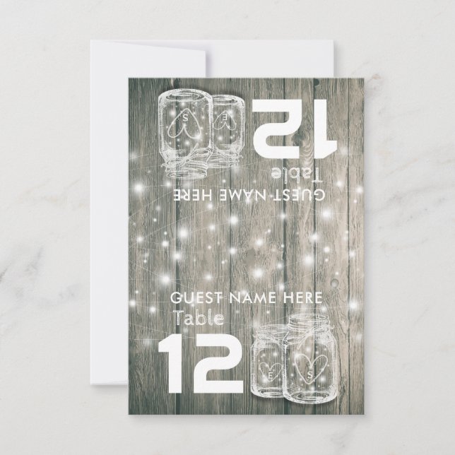 Invitación Lugar de asiento boda Mesa Número de frascos Mason (Anverso)