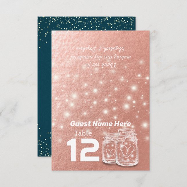 Invitación Lugar de Asiento de Boda Mesa Número Plegado (Anverso / Reverso)