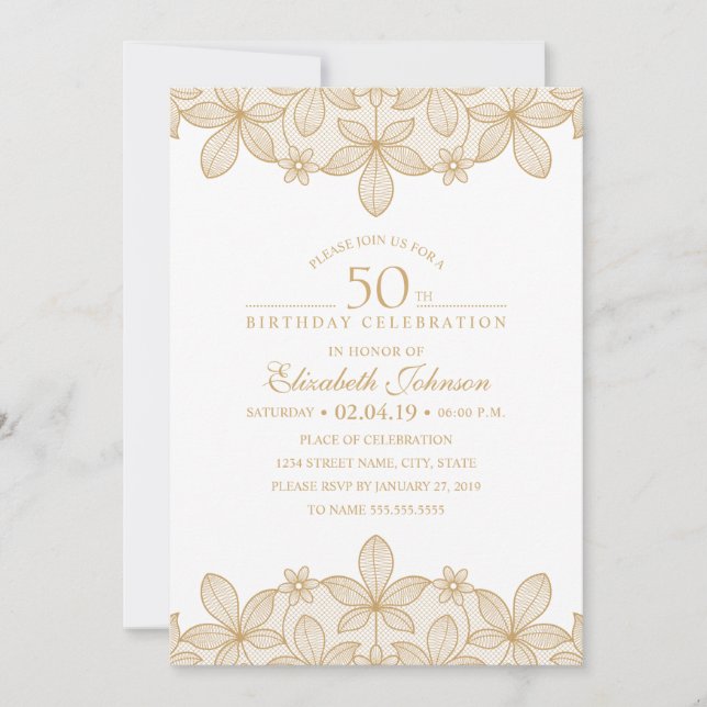 Invitación Lugar de oro único para fiestas de cumpleaños núme (Anverso)