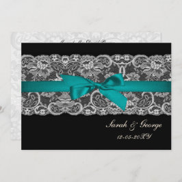 Invitación Lugar falso y ribbon aqua , la boda negra invita