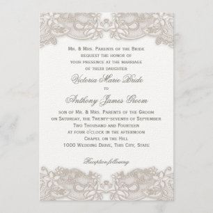 Invitación Lugar floral victoriano sobre Boda de diseño blanc