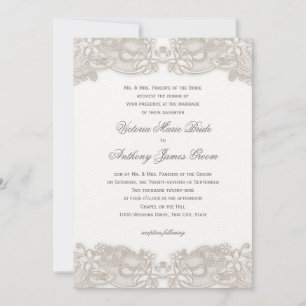 Invitación Lugar floral victoriano sobre Boda de diseño blanc