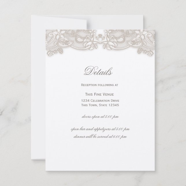 Invitación Lugar floral victoriano sobre Boda de diseño blanc (Anverso)