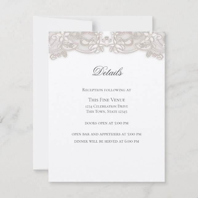 Invitación Lugar floral victoriano sobre Boda de diseño blanc (Anverso)