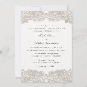 Invitación Lugar floral victoriano sobre Boda de diseño blanc