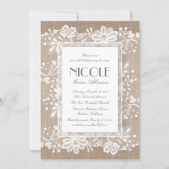 Invitación Lugar floral y fiesta de cumpleaños elegante Burla (Anverso)