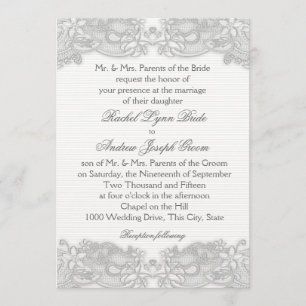 Invitación Lugar gris plateado floral victoriano