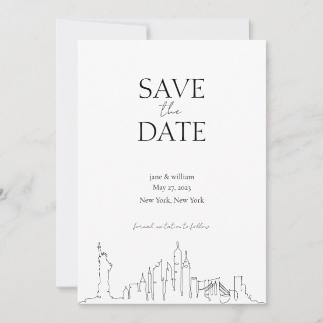 Invitación Lugar para guardar la fecha - Nueva York (Anverso)