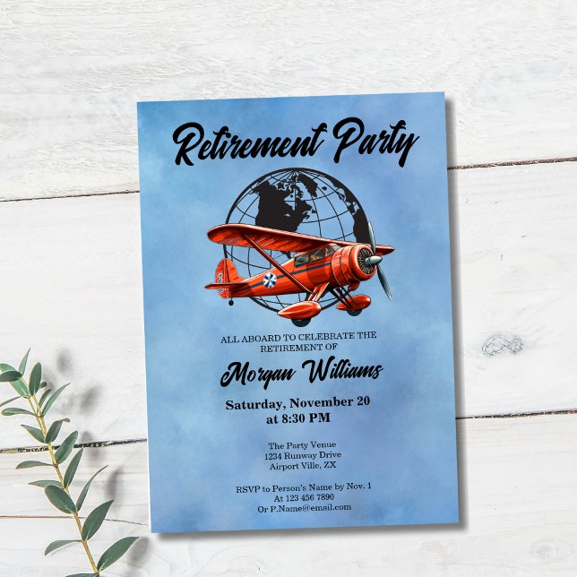 Invitación Lugares de avión de viaje del Fiesta de Jubilación (Subido por el creador)