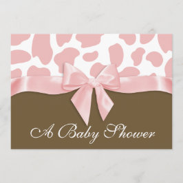 Invitación Lugares de jirafa y Baby Shower Bow rosa