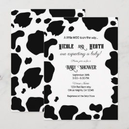 Invitación Lugares de Vaca Manchada Impresión Negra y Blanca
