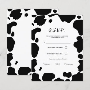 Invitación Lugares de Vaca Moo Estampado Negro y Blanco RSVP 