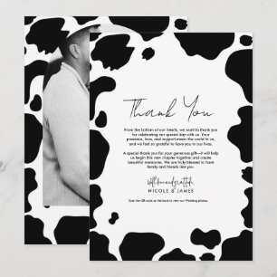 Invitación Lugares de Vaca Moo Impresión Negro Blanco Gracias