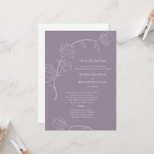 Invitación Lugares elegantes de Lavanda y Floral de mano 2