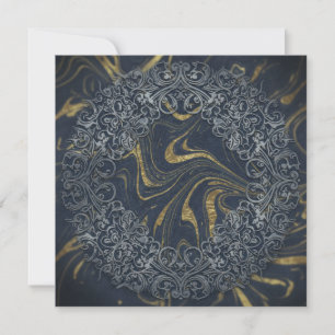 Invitación Lujo abstracto mandala elegante oro navy oscuro