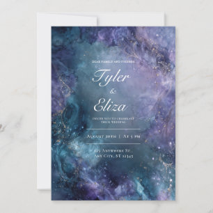Invitación Lujo Abstracto Tinta Alcohol Nebulosa Boda Dorada