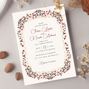 Invitación Lujo Artístico Botánico Floral Paisley Boda