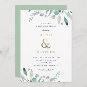 Invitación Lujo Boda Floral Ensayo Cena