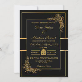 INVITACIÓN LUJO BODA NEGRO Y ORO