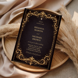 Invitación Lujo Brillante Ornamentado en Oro