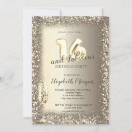 Invitación Lujo Champagne Glass Gold Confetti Frame 16