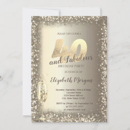 Invitación Lujo Champagne Glass Gold Confetti Frame 40
